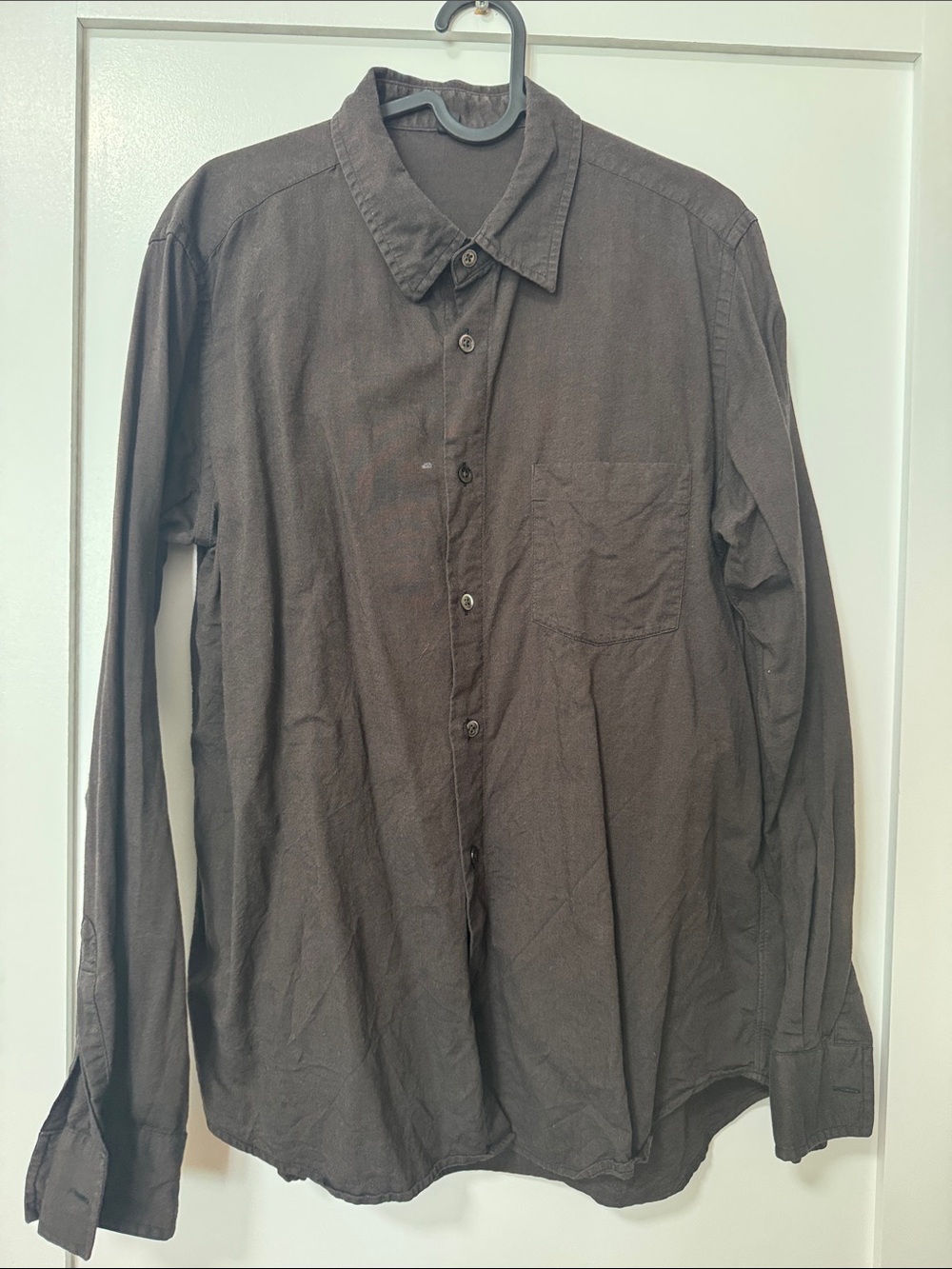 Muji Men's Casual Long-Sleeve Button-Down Shirt - Brown